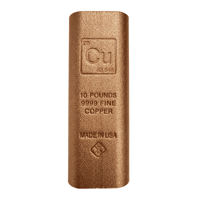 10 Pound Copper Element Bar .9999 Fine (Rounded Edges)
