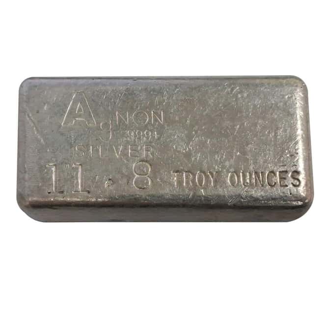 11.8 oz AgNON Vintage Poured Silver Bar .999+ Fine