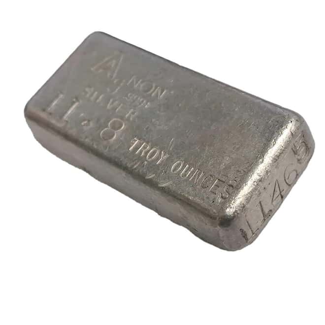 11.8 oz AgNON Vintage Poured Silver Bar .999+ Fine