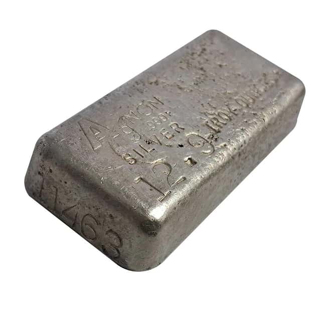 12.9 oz AgNON Vintage Poured Silver Bar .999+ Fine