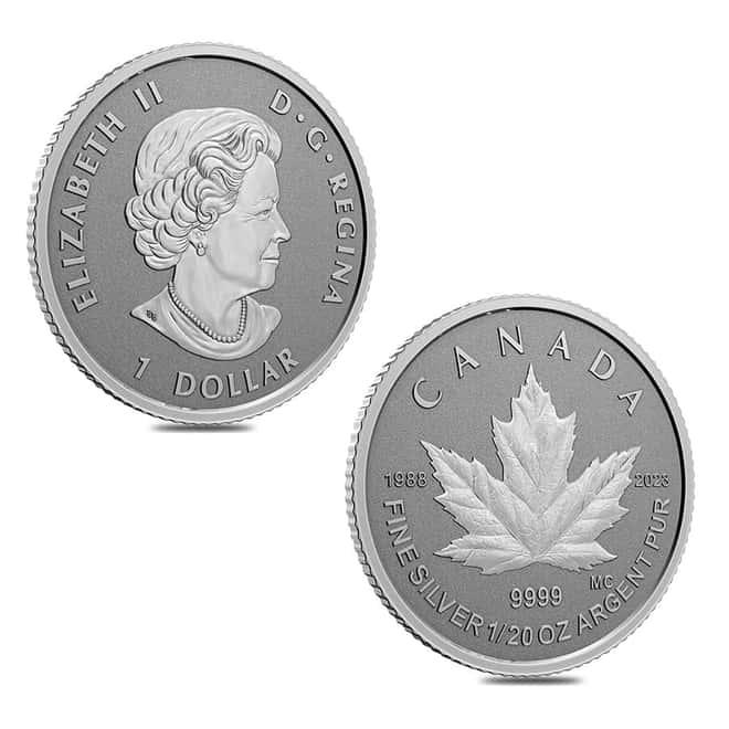2023 Canada 1.9 oz Silver Maple Leaf 35th Anniv 5-Coin Set .9999 Fine (w/Box & COA)