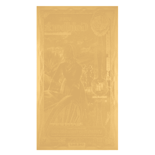 1/2 Utah Goldback 1/2000 oz 24K Gold Foil Aurum Note (New Design)
