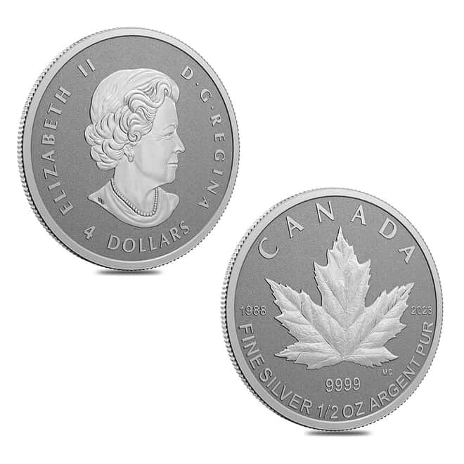 2023 Canada 1.9 oz Silver Maple Leaf 35th Anniv 5-Coin Set .9999 Fine (w/Box & COA)