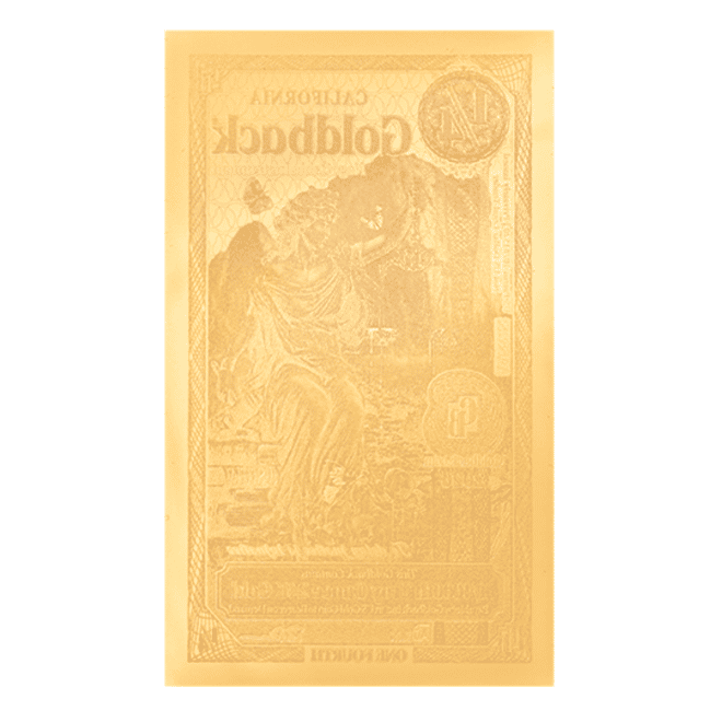 1/4 California Goldback 1/4000 oz 24K Gold Foil Aurum Note