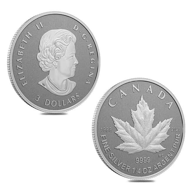 2023 Canada 1.9 oz Silver Maple Leaf 35th Anniv 5-Coin Set .9999 Fine (w/Box & COA)