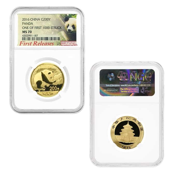 2016 1.83 oz Chinese Gold Panda 5-Coin Set NGC MS 70 First Releases