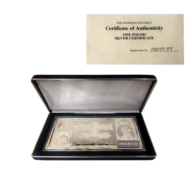 16 oz Silver Bar Random Year Bill (w/Box & COA)