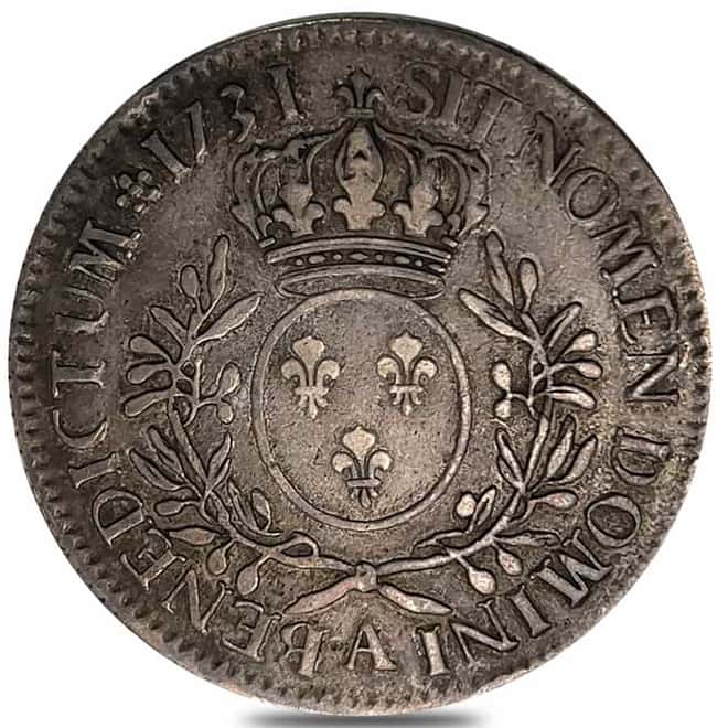 1731 A France Louis XV 1 ECU Silver Coin Circ ASW .7859 oz