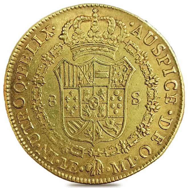 1772-1784 Peru 8 Escudos Charles III Gold Coin Circ (Random Year)