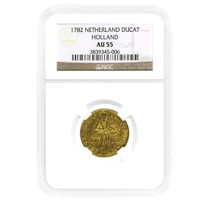 1782 Netherland Holland 1 Ducat Gold Coin NGC AU 55