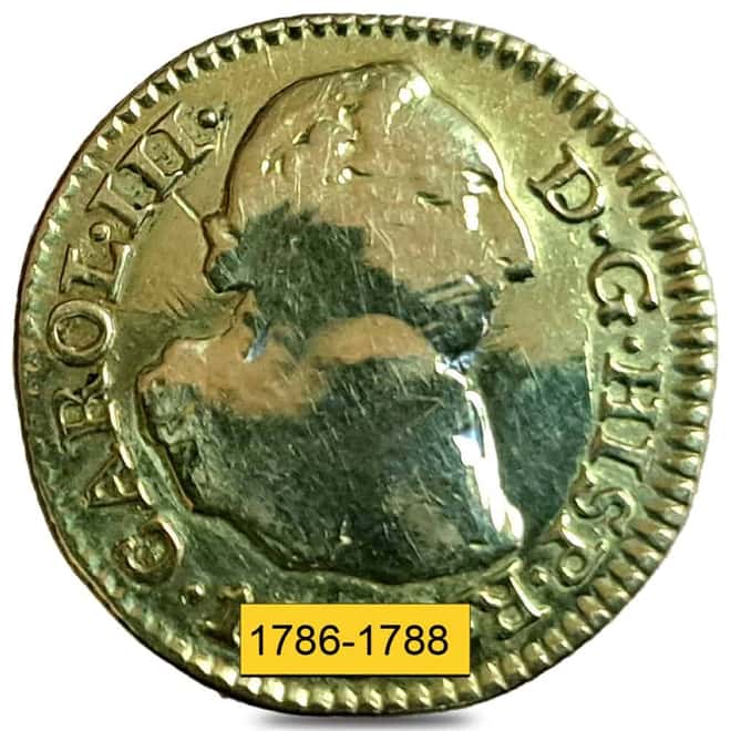 1786-1788 Spain 1/2 Escudo Charles III Gold Coin Ex-Jewelry (Random Year)