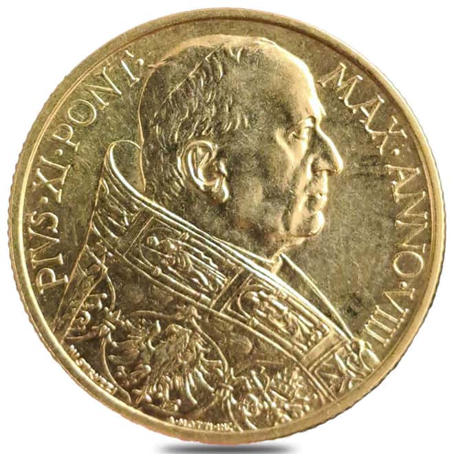 1929-1935 Vatican City Pope Pius XI 100 Lire Gold Coin AU (Random Year)