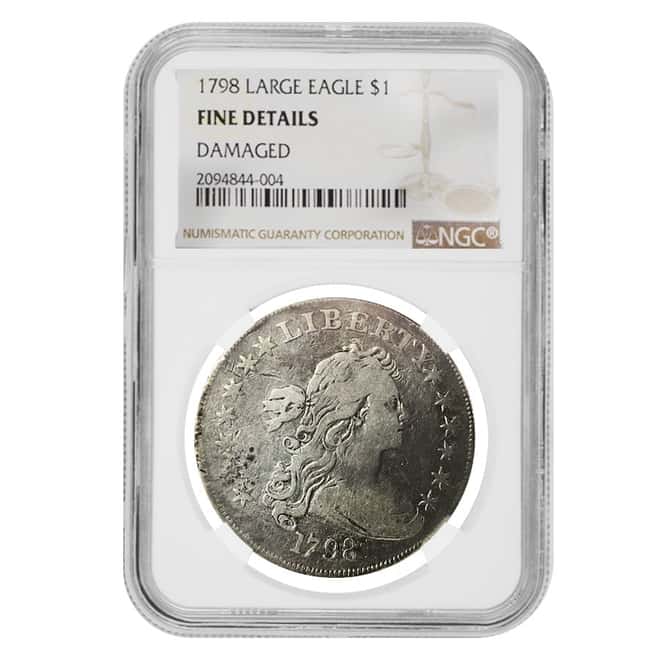 1798 Draped Bust Dollar Large Eagle NGC Fine Details