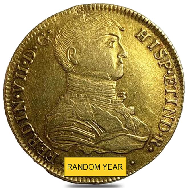 1808-1811 Peru 8 Escudos Ferdinand VII Uniformed Bust Gold Coin Ex-Jewelry (Random Year)