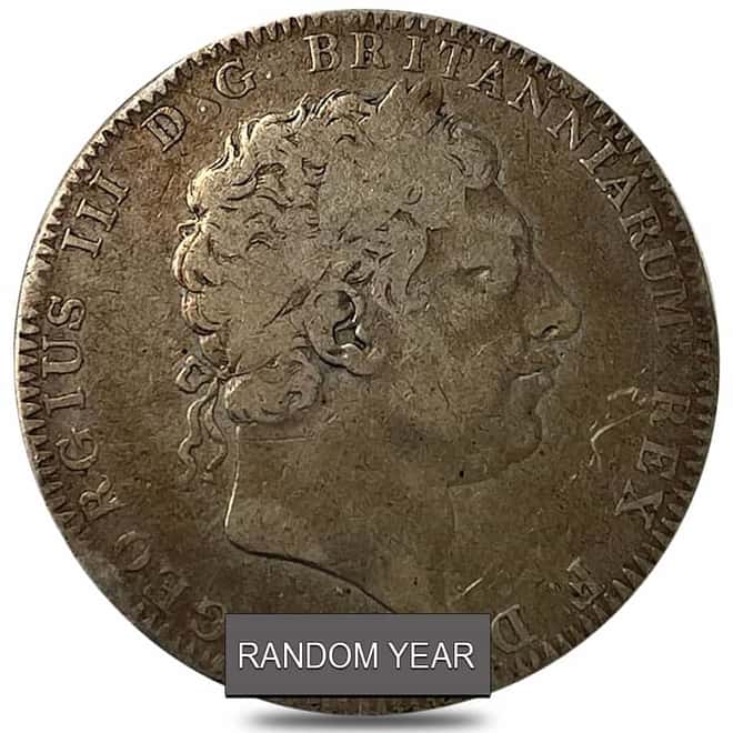1818-1820 Great Britain George III Silver Crown Avg Circ ASW 0.8409 oz (Random Year)