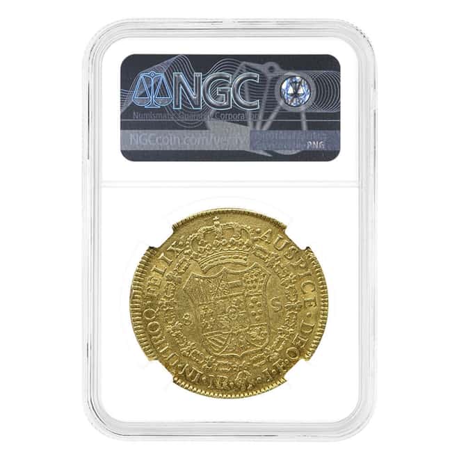 1819-NR JF Colombia 8 Escudos Ferdinand VII Gold Coin NGC AU 50