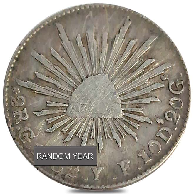 1825-1870 Mexico 2 Reales Silver Coin Avg Circ (Random Year)