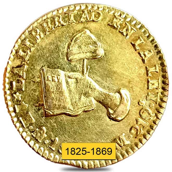 1825-1869 Mexico 1 Escudo Gold Coin Avg Circ (Random Year)