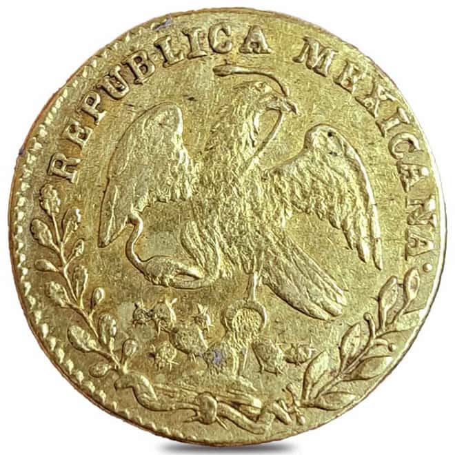 1825-1869 Mexico 2 Escudos Gold Coin Ex-Jewelry (Random Year)