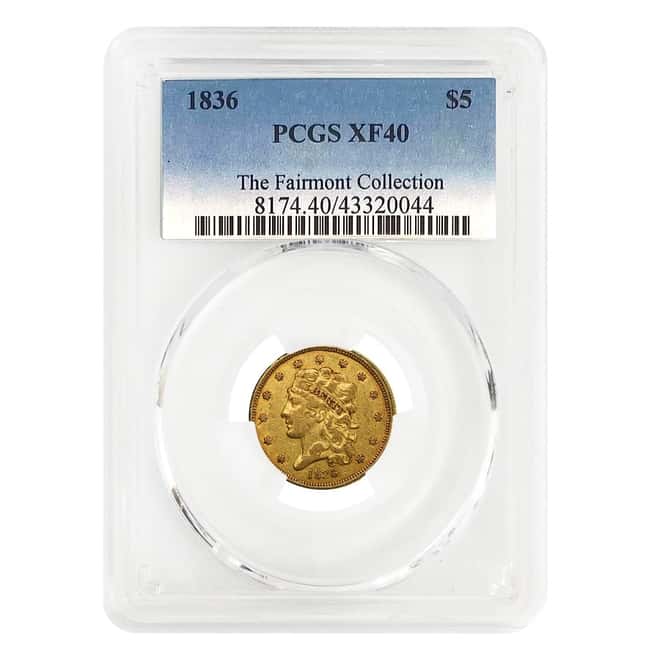 1836 $5 Classic Head Half Eagle Gold Coin PCGS XF 40