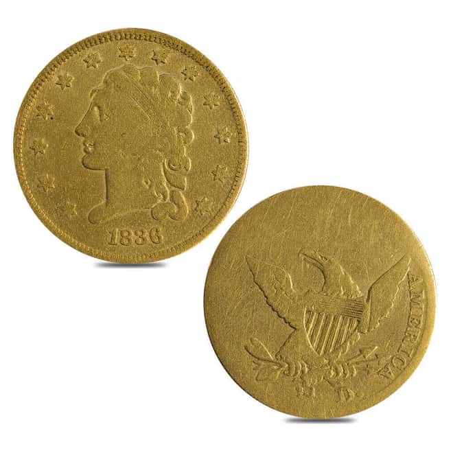 1836 $2.5 Classic Liberty Head Quarter Eagle Gold Coin FR/AG