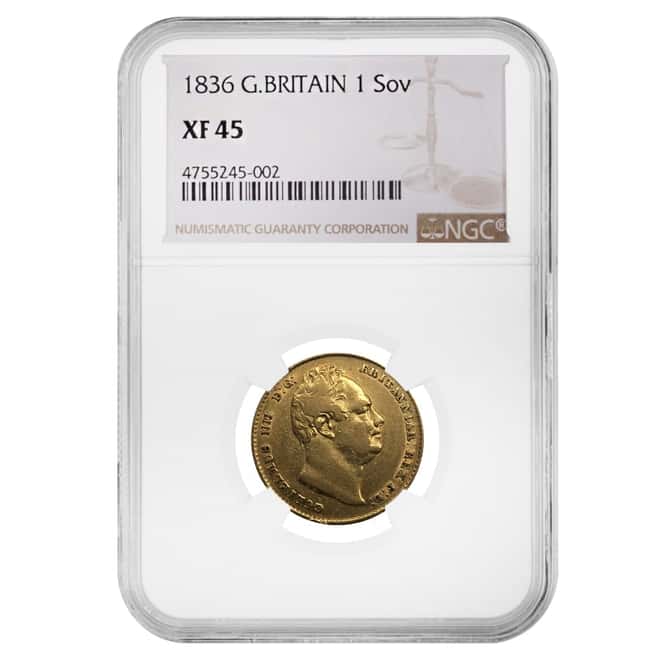1836 British Gold Sovereign William IV NGC XF 45