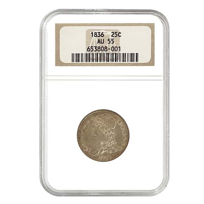 1836 Silver Early Quarter 25C NGC AU 55