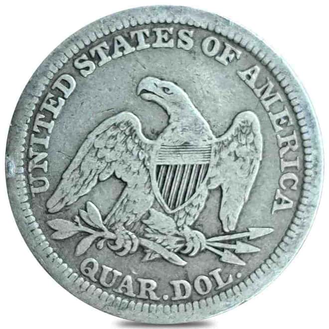 1838-1891 Seated Liberty Silver Quarter Dollar Fine-Very Fine (Random Year)