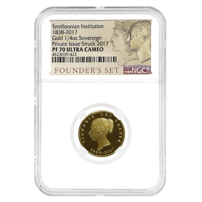 1838-2017 1/4 oz Proof Gold Sovereign Smithsonian NGC PF 70 UCAM
