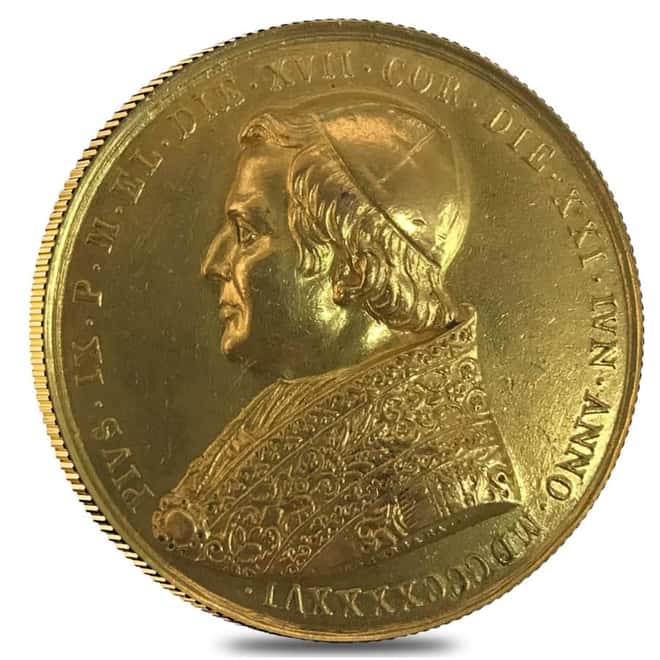 1846 Italian States Pius IX Election of the Pope Gold Medal AGW 1.494 oz (Scruffy)