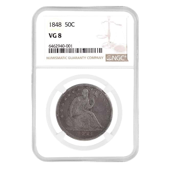 1848 Seated Liberty Silver Half Dollar 50C NGC VG 8