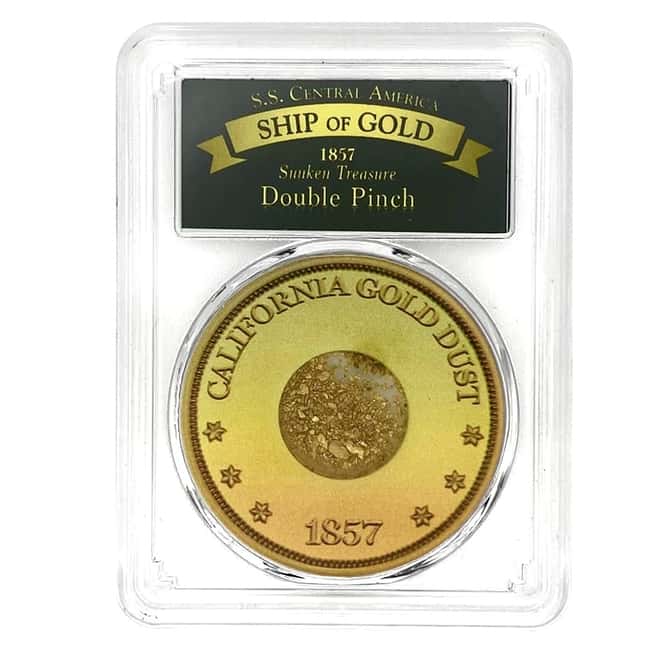 1857 SS Central America Double Pinch Gold Dust PCGS Certified (Sunken Treasure)