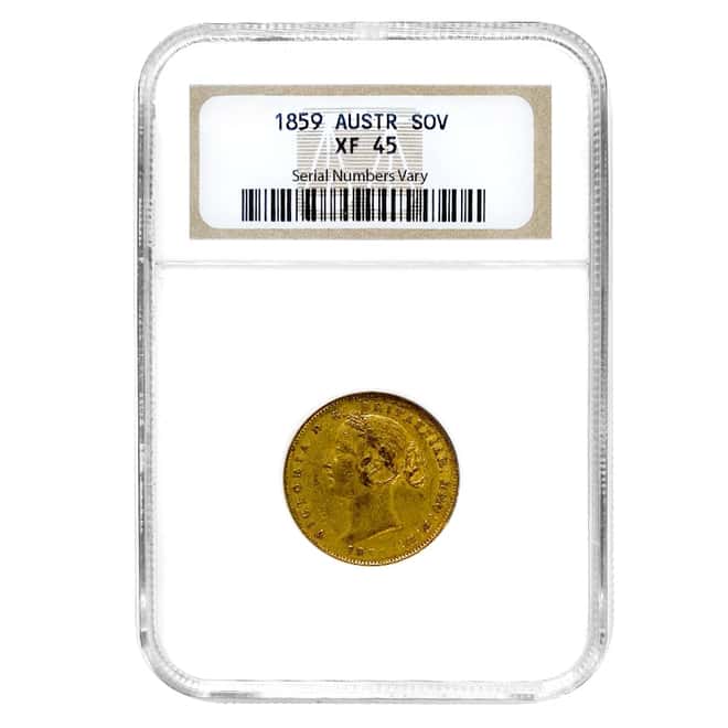 1859 Australia Gold Sovereign Victoria Young Head NGC XF 45
