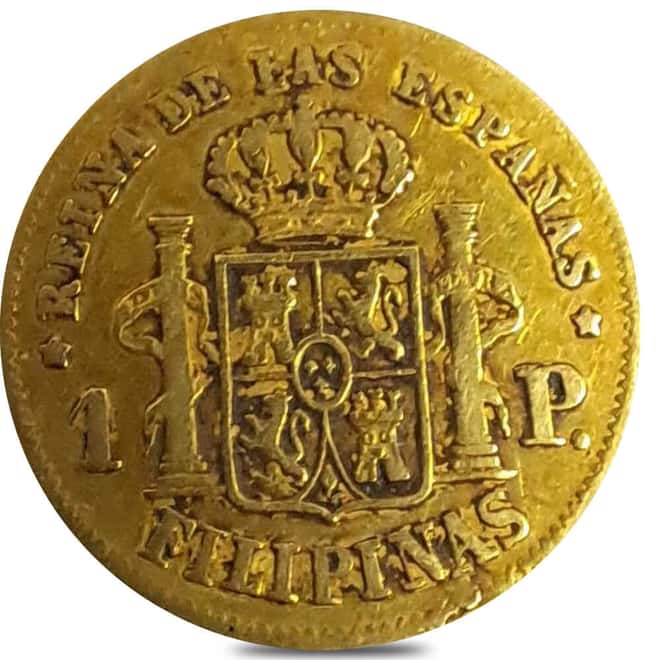 1861-1868 Philippines 1 Peso Gold Coin Avg Circ (Random Year)