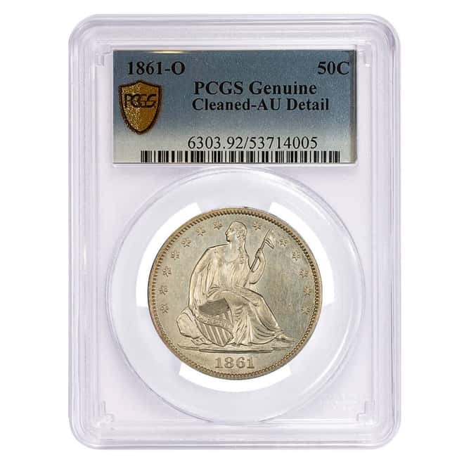 1861-O Seated Liberty Silver Half Dollar 50C PCGS AU Detail