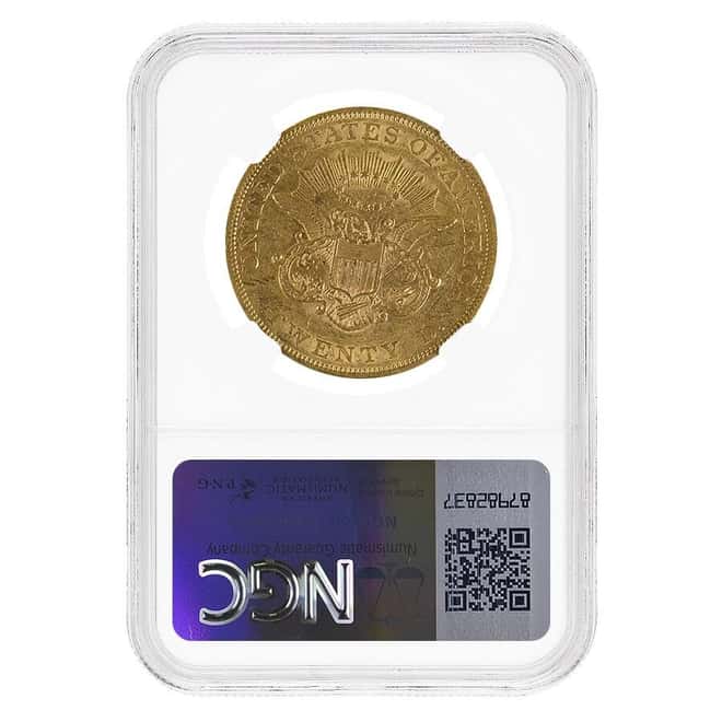1861 $20 Liberty Head Double Eagle Gold Coin NGC AU 53
