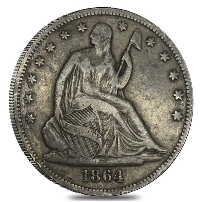 1864 Seated Liberty Half Dollar Silver Coin VF