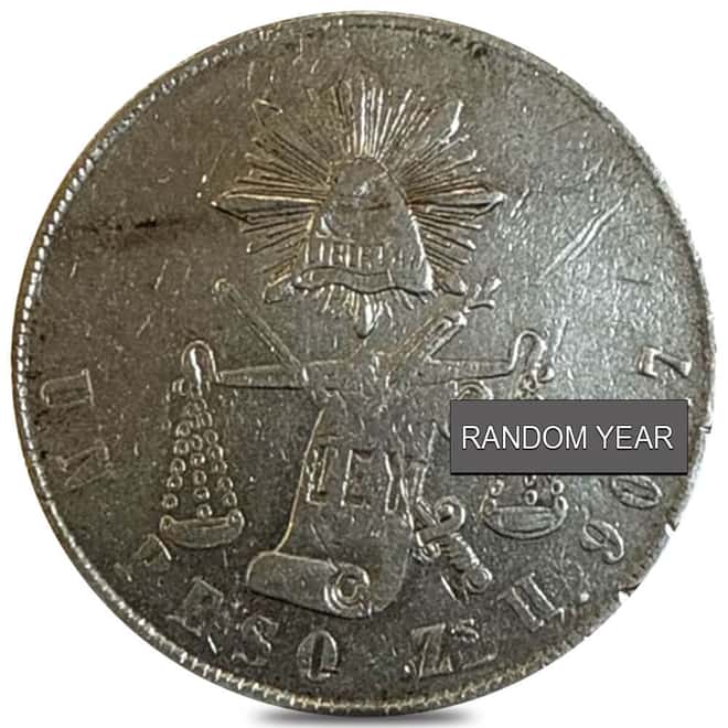 1871-1892 Mexico Second Republic 1 Peso Silver Coin Cull (Random Year)