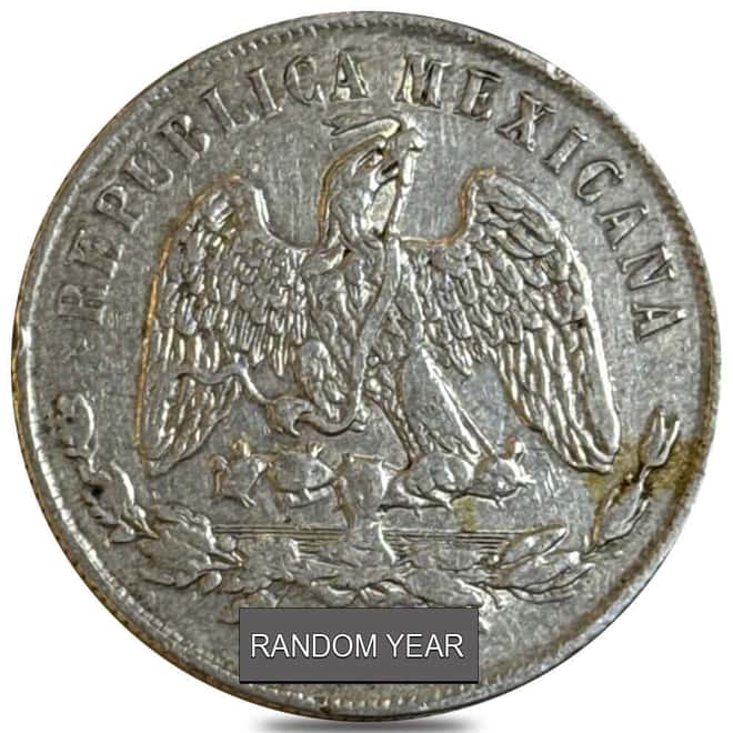 1871-1892 Mexico Second Republic 1 Peso Silver Coin Avg Circ (Random Year)