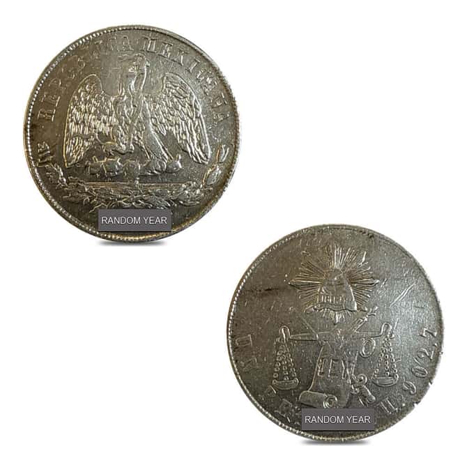 1871-1892 Mexico Second Republic 1 Peso Silver Coin Cull (Random Year)