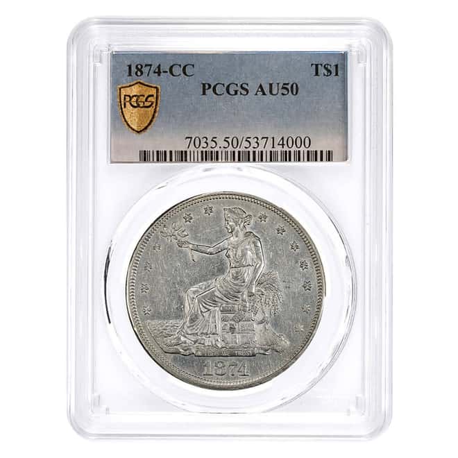 1874-CC Silver Trade Dollar $1 PCGS AU 50