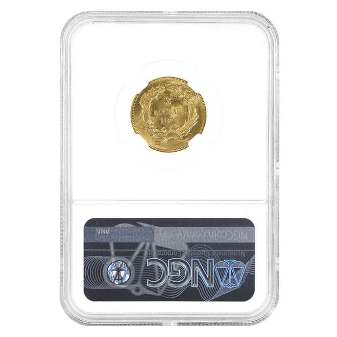 1874 $3 Indian Princess Head Gold Coin NGC MS 62