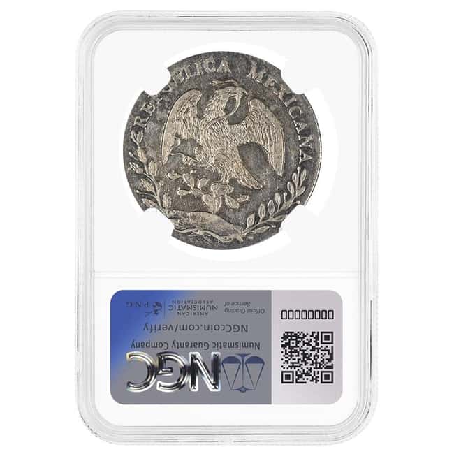1874 GO FR Mexico 8 Reales Cap & Rays Silver Coin NGC AU 50