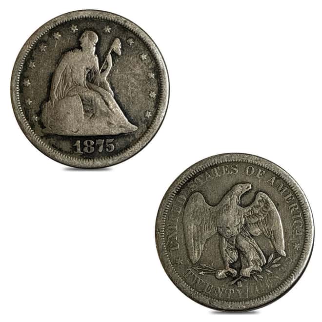 1875-S United States Silver Twenty Cents 20C Very Good VG
