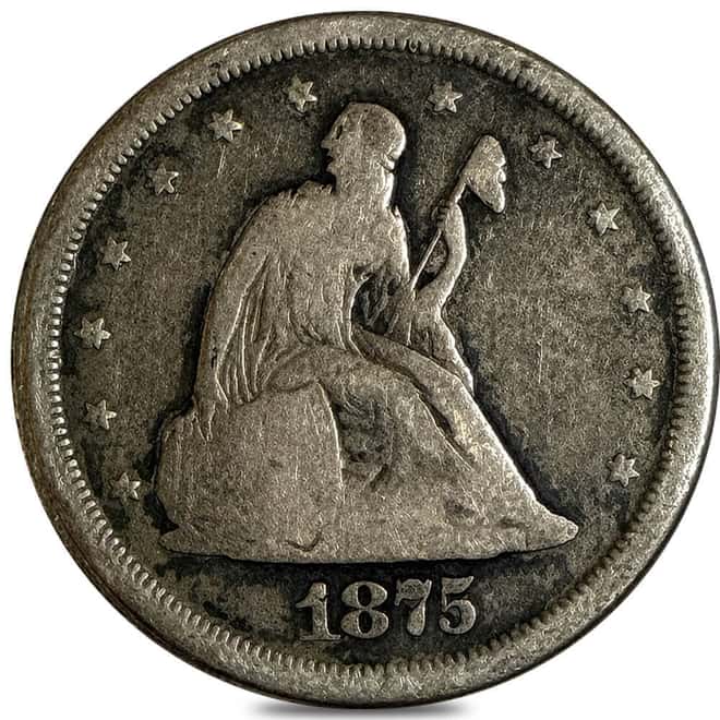 1875-S United States Silver Twenty Cents 20C Very Good VG