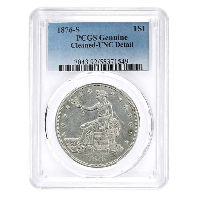 1876-S Silver Trade Dollar $1 PCGS UNC Detail