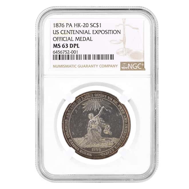 1876 100th Anniversary of American Independence Congressional Silver Medal NGC MS 63 DPL