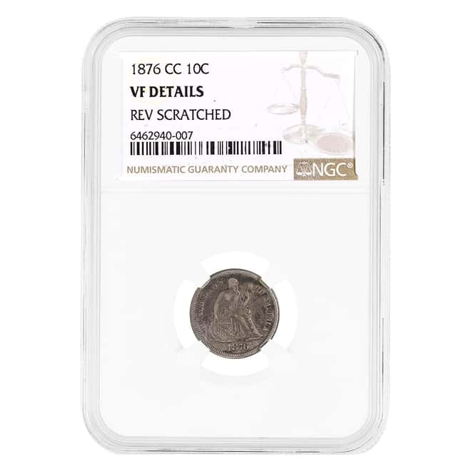 1876 CC Seated Liberty Silver Dime 10C NGC VF Details