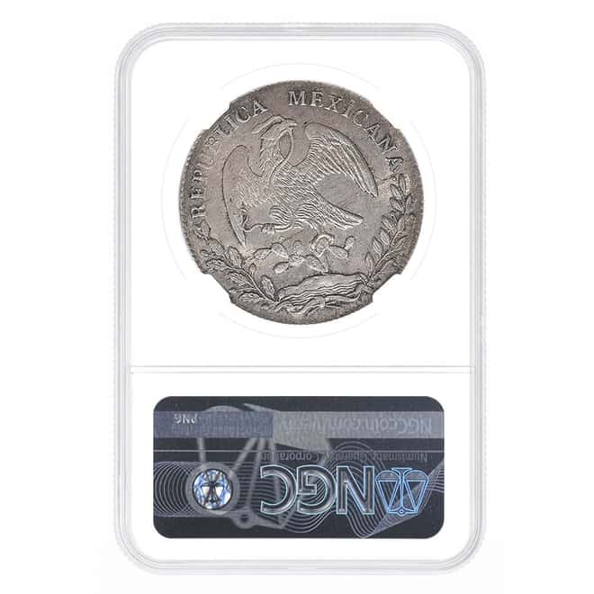 1877 CA JM Mexico 8 Reales Cap & Rays Silver Coin NGC MS 63