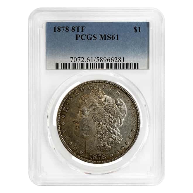 1878 Morgan Silver Dollar $1 8 Tailfeathers PCGS MS 61